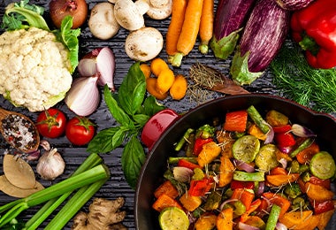Ingredientes para preparar comida con verdura