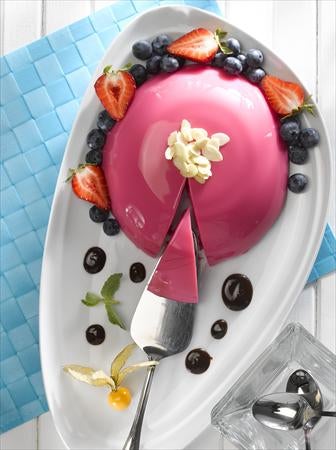 Gelatina con leche y frambuesa