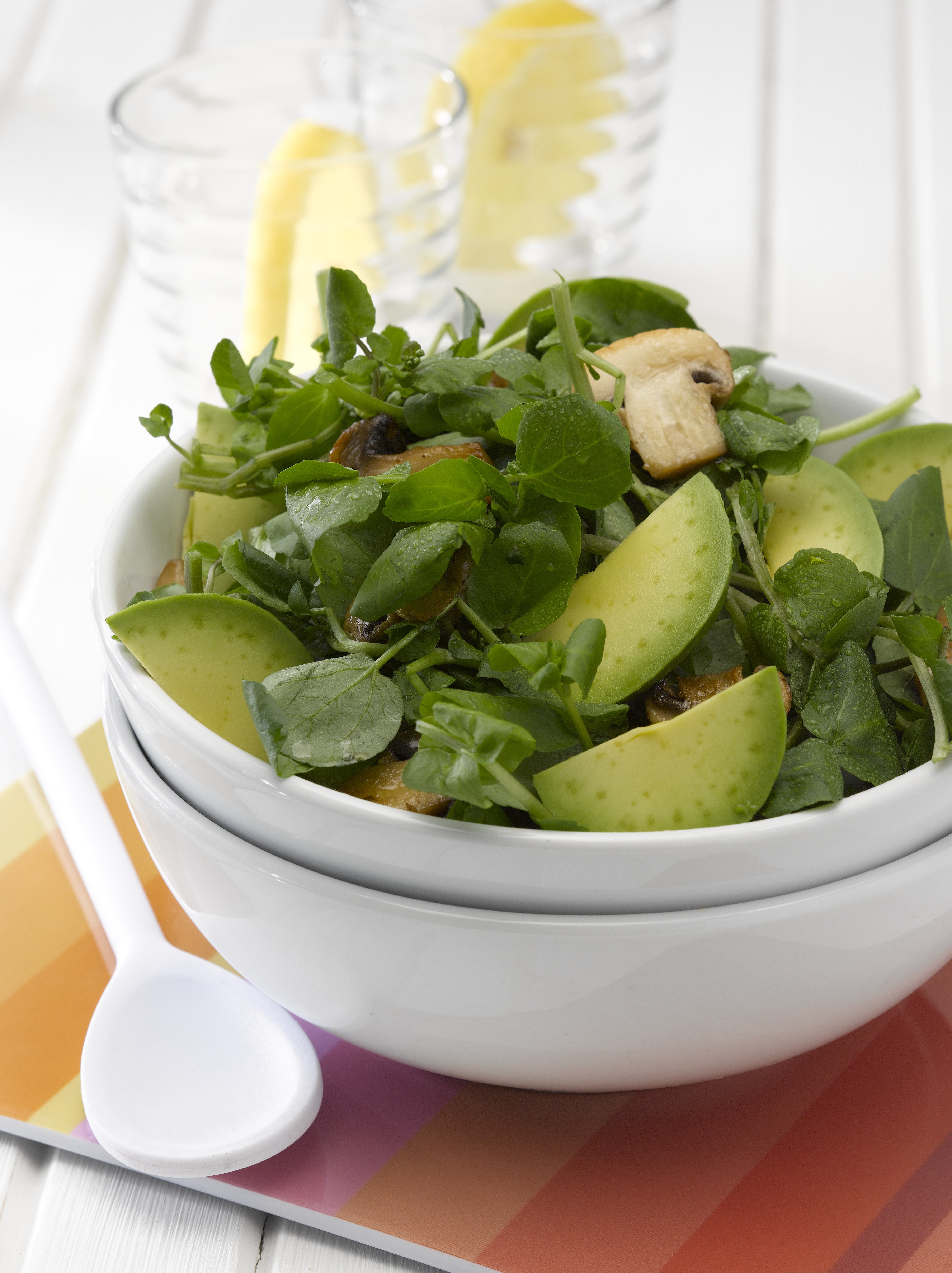 Ensalada de Berros con Palta y Champiñones