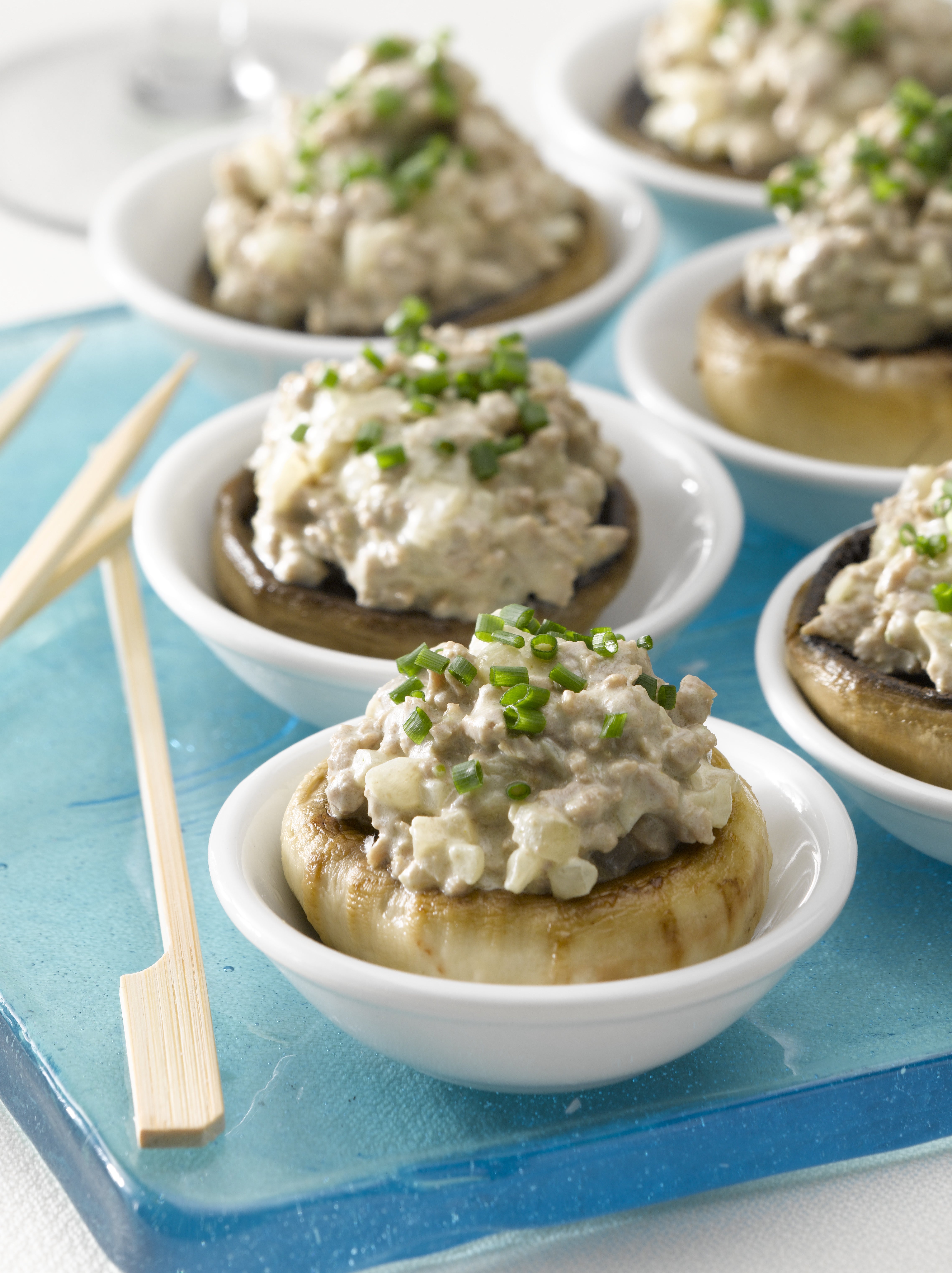 Champiñones rellenos con Carne a la Crema