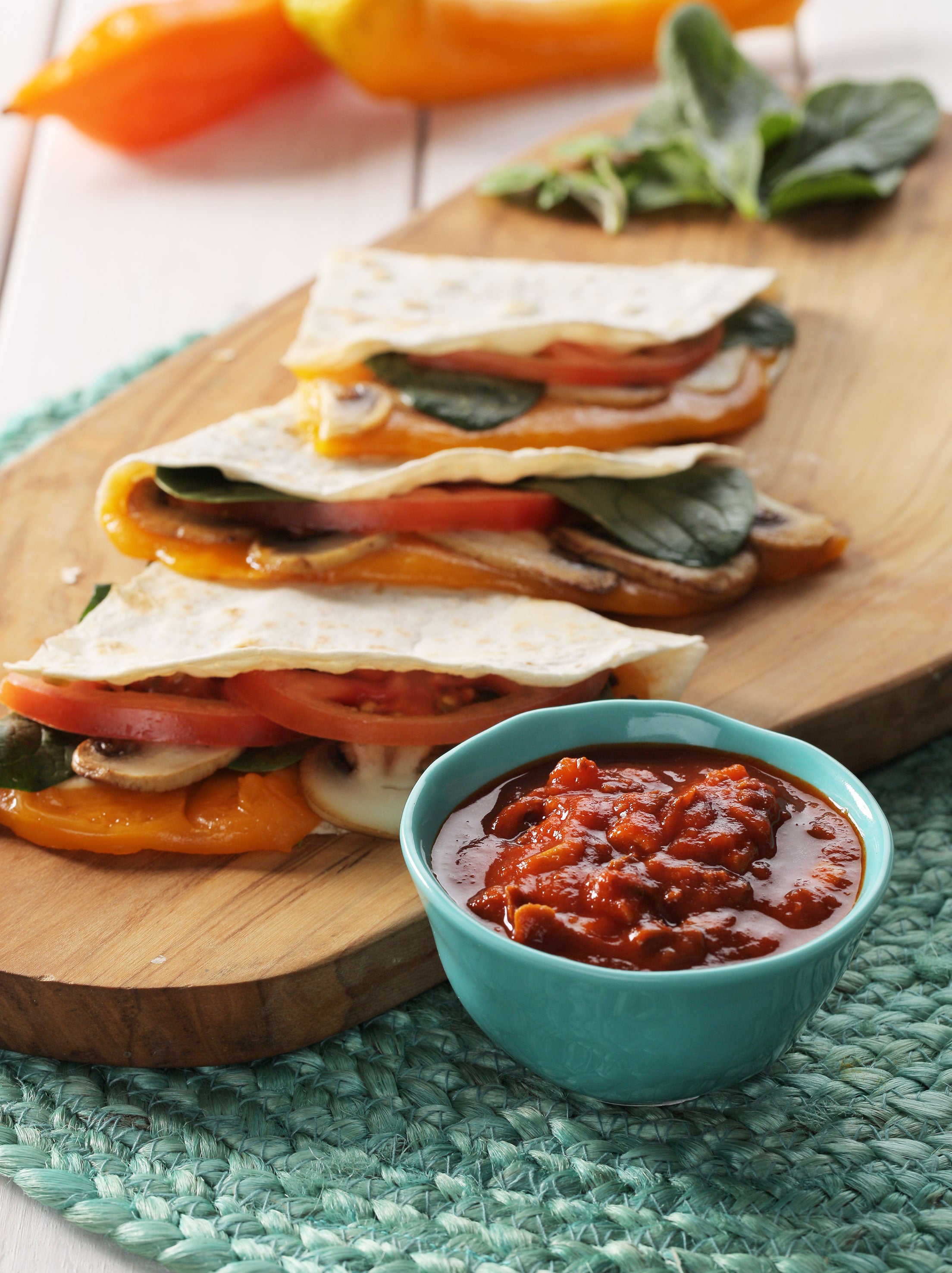 Quesadillas de Champiñones, Queso y Espinaca