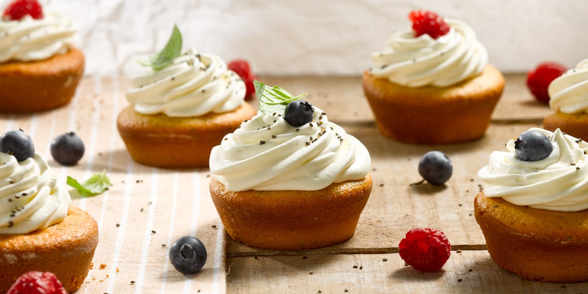 Quequitos de chía y frosting condensado