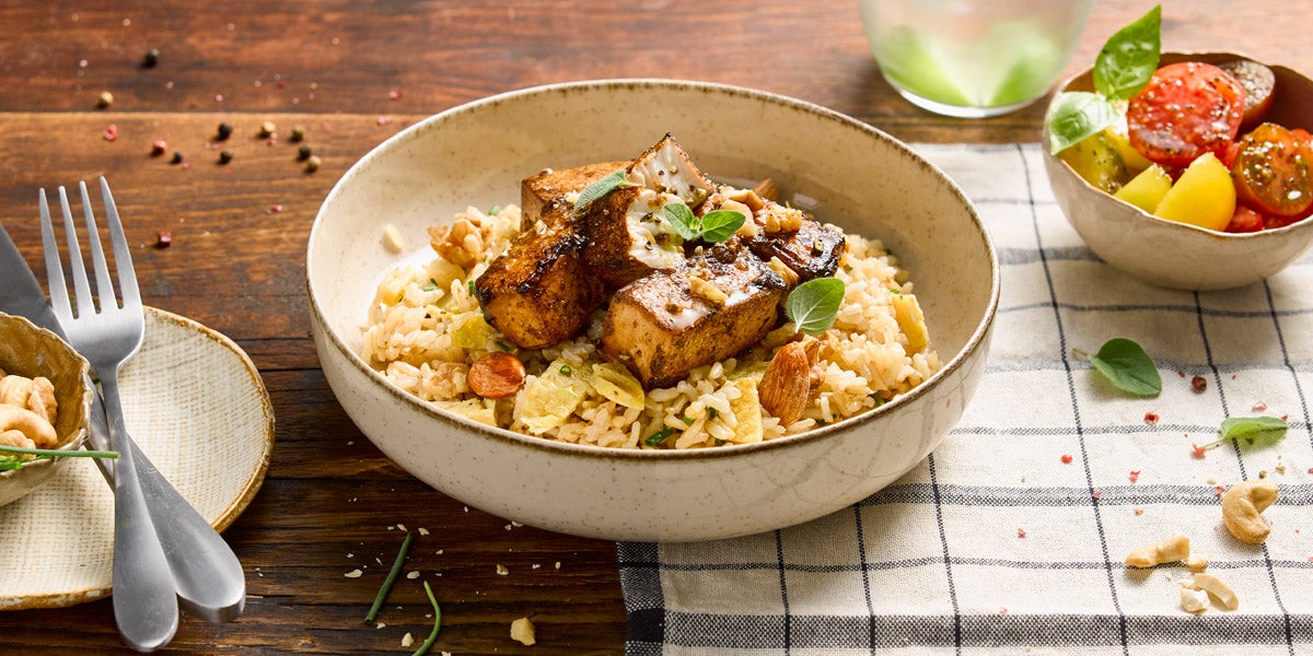 Salteado de Arroz integral y Tofu