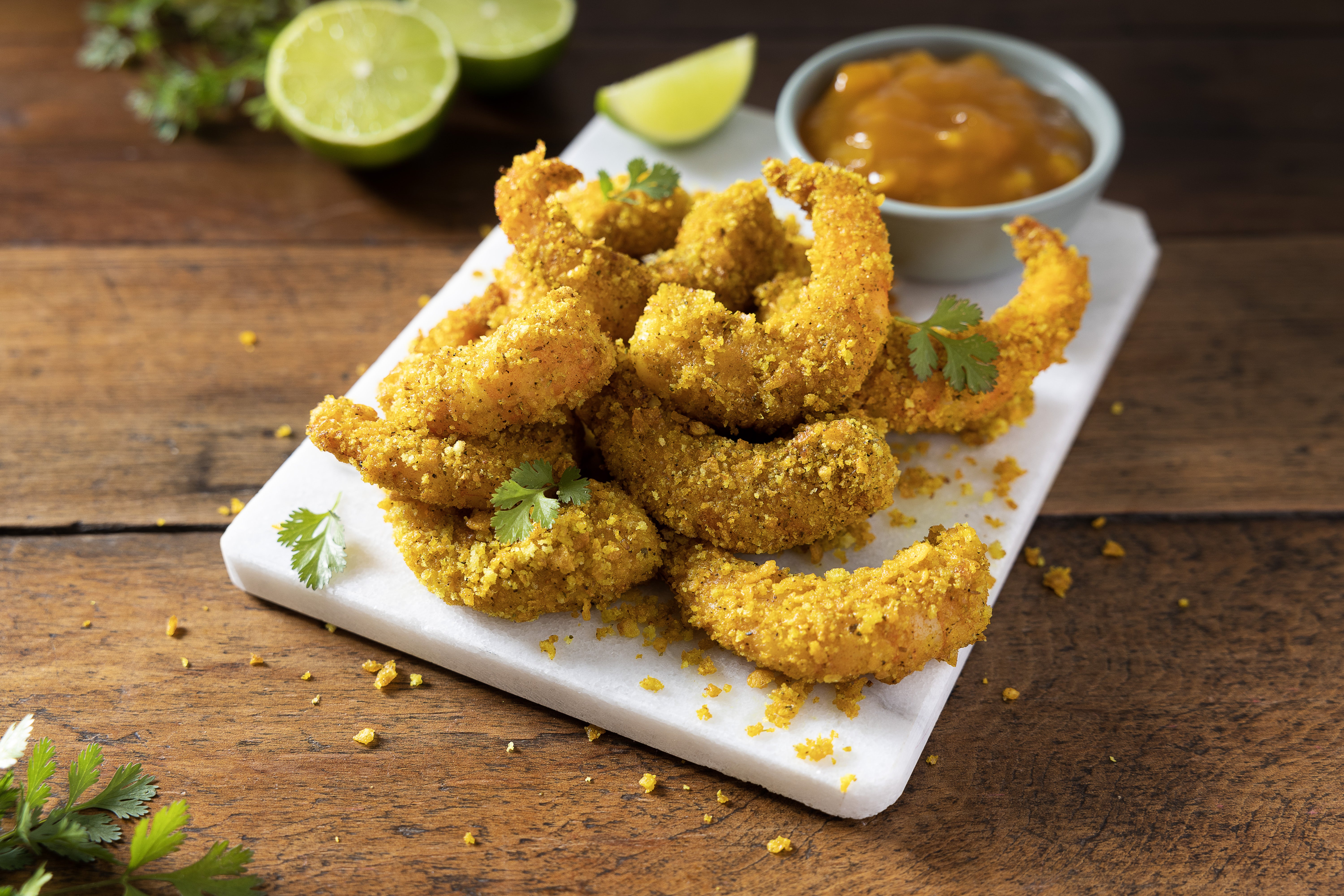 Camarones crunchy con salsa de mango
