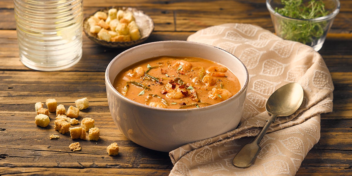 Crema de camarones al pil pil sin lactosa