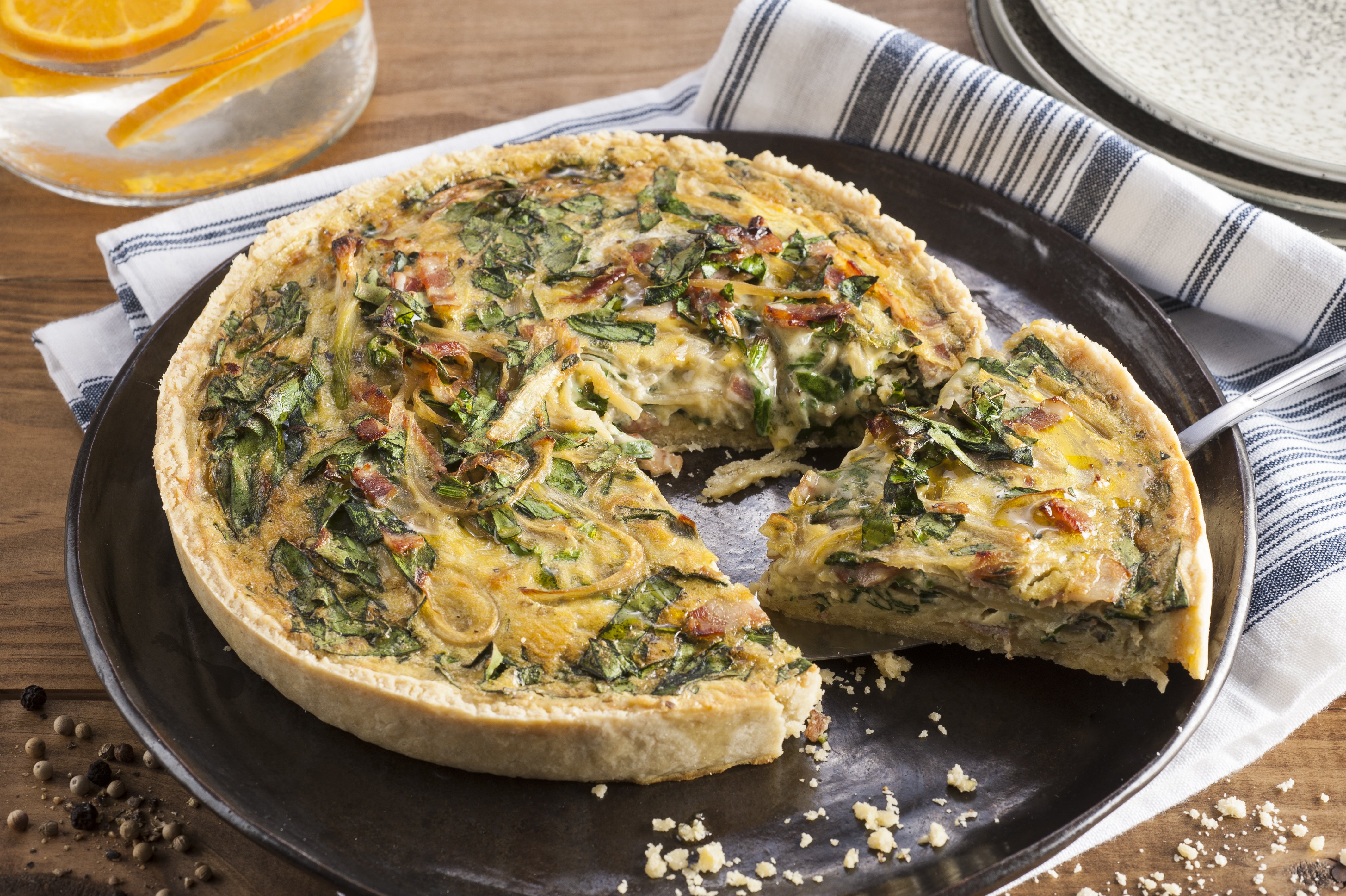 Quiche de Espinaca, Cebolla y Tocino