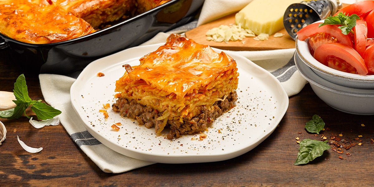Budín de pastas con carne