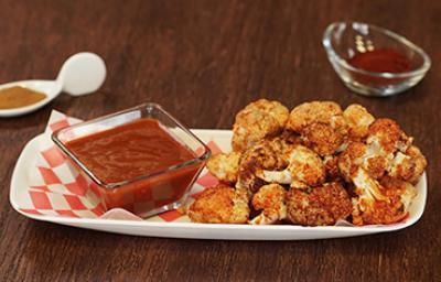 Coliflor al horno con salsa agridulce.