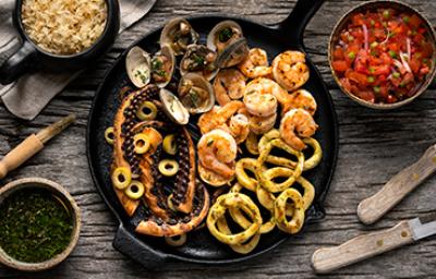 Ingredientes de comida del mar a la parrilla Ingredientes de comida del mar a la parrilla