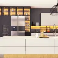 Cocina limpia y nevera al fondo, quitar mal olor del refrigerador 