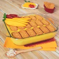 Una mousse de mango con galletas, una receta de postre deliciosa.