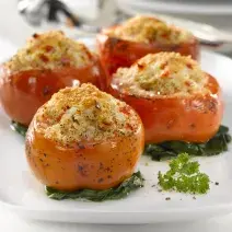 Tomates rellenos con Carne Vegetal