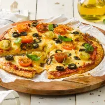 Pizza mediterranea de coliflor