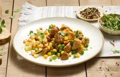 Fricasé de cerdo y verduras