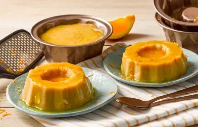 Flan de mango y caramelo de coco Flan de mango y caramelo de coco