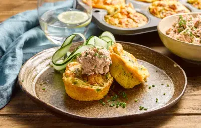 Budines de verdura con pasta de atún