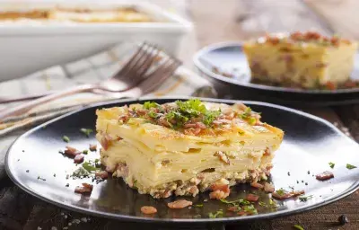 Milhoja de papa con tocino Milhoja de papa con tocino
