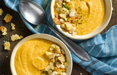 Crema de Zapallo con Galleta crocante de Queso Crema de Zapallo con Galleta crocante de Queso