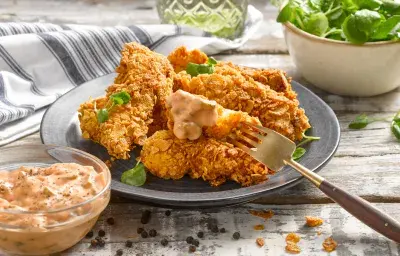 Fingers de pollo crocante y salsa golf Fingers de pollo crocante y salsa golf