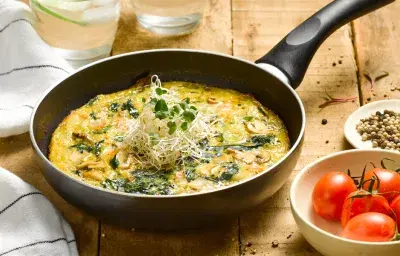 Fritata de puerro y espinacas al sartén