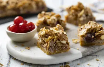 Cuadritos crocantes de cerezas