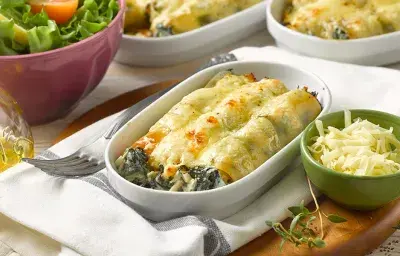 Canelones de pollo a la crema sin lactosa