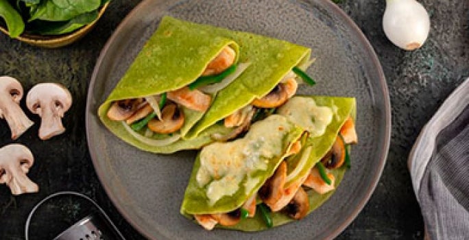 Crepes de espinaca y champiñones receta de verduras verdes Crepes de espinaca y champiñones receta de verduras verdes