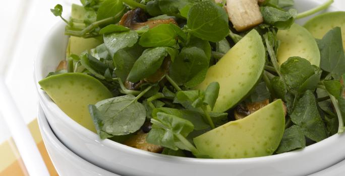 Ensalada de Berros con Palta y Champiñones