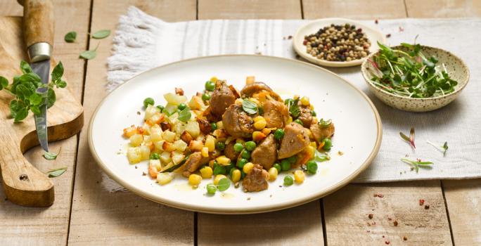 Fricasé de cerdo y verduras