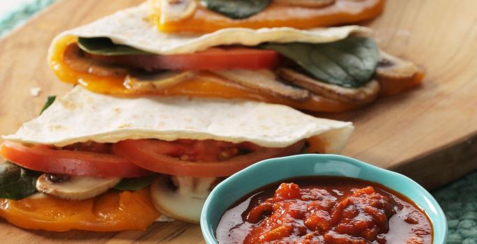 Quesadillas de Champiñones, Queso y Espinaca