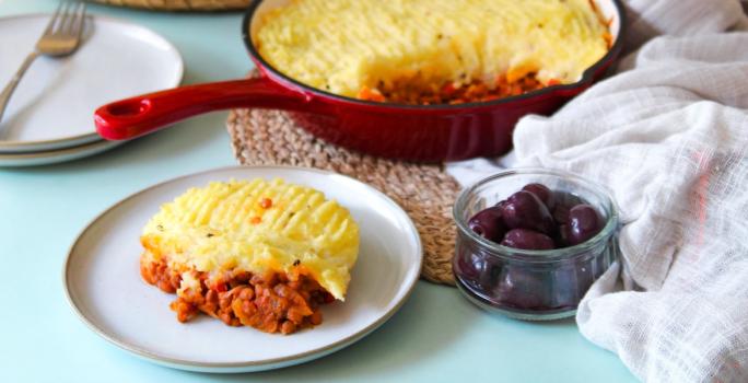 Pastel de papa con pino de lentejas