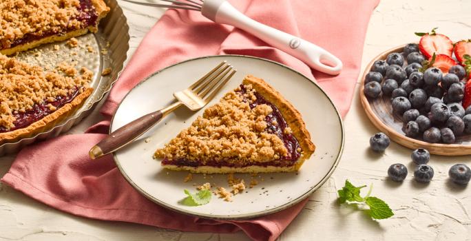 Tarta crocante de berries y menta