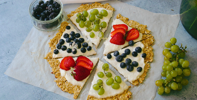 Pizza de avena y fruta