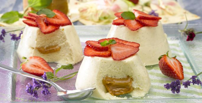 Mousse de vainilla con centro de manjar