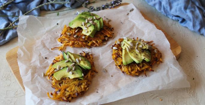 Hash brown de camote con palta