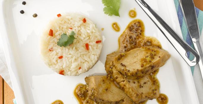 Pollo Estilo Oriental con Arroz Blanco