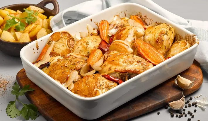 Pollo jugoso al horno