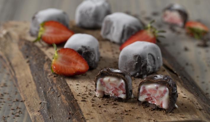 Bombones condensados de frutilla