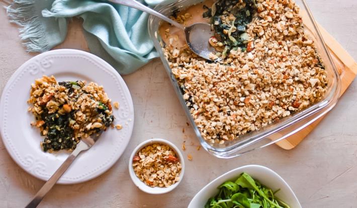 Crumble de espinaca vegano