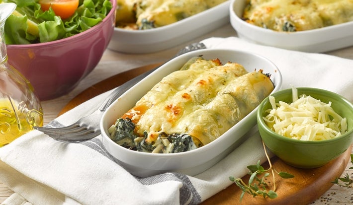 Canelones de pollo a la crema sin lactosa