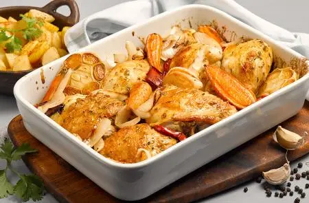 Pollo jugoso al horno