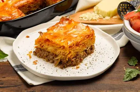 Budín de pastas con carne