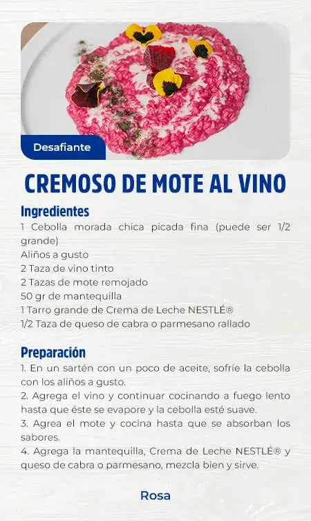 Cremoso de mote al vino