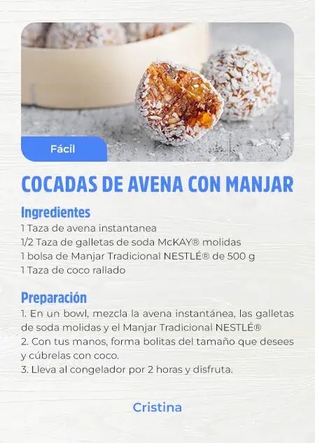 Cocadas de avena con manjar