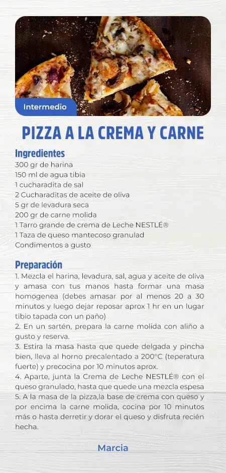 Pizza a la crema y carne