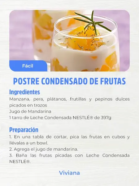 Postre condensado de frutas