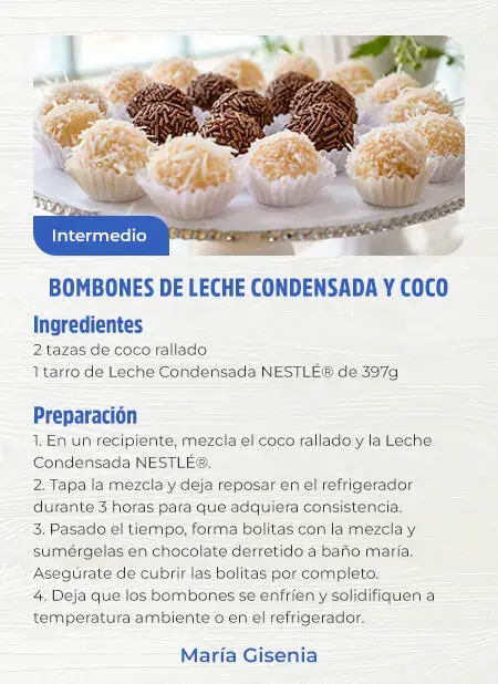 Bombones de leche condensada y coco