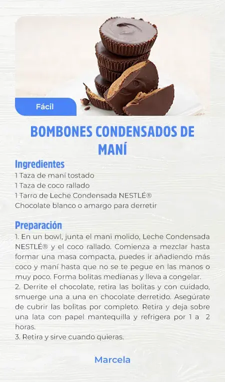 Bombones condensados de maní Bombones condensados de maní