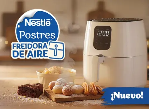 Barra de cocina con una muestra de postres preparados en la freidora de aire