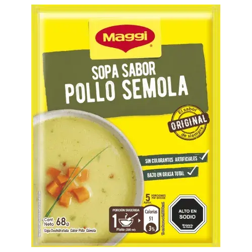 Sopa sabor pollo semola